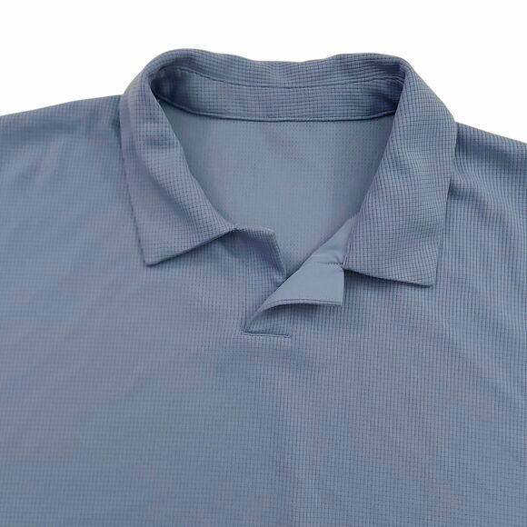 Lululemon Polo Shirt Mens XXL Blue Textured Mesh Short Sleeve Golf Tennis - Picture 3 of 11